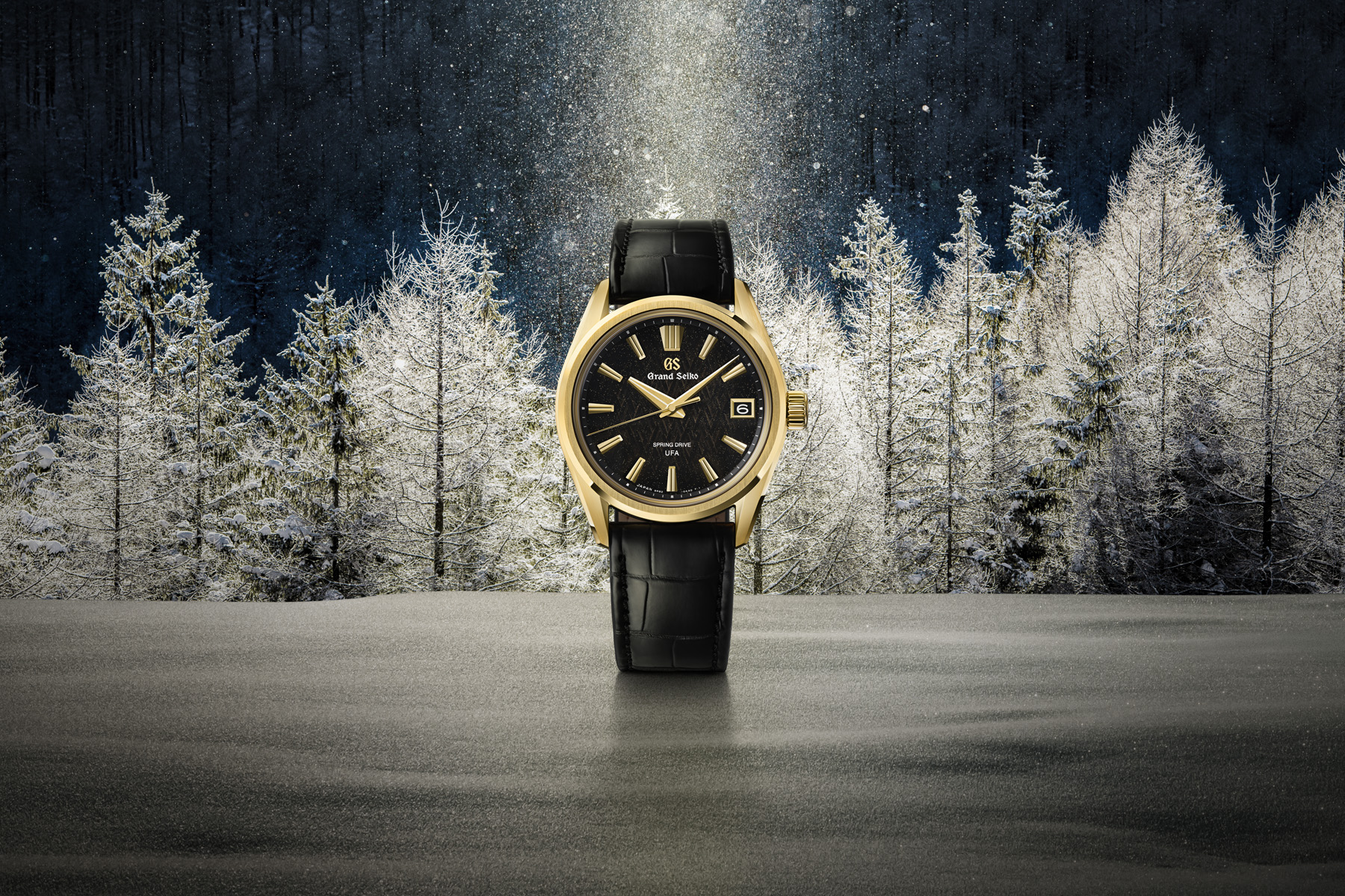 Grand Seiko SLGB006 Ice Forest at Dawn — key visual, 18k yellow gold