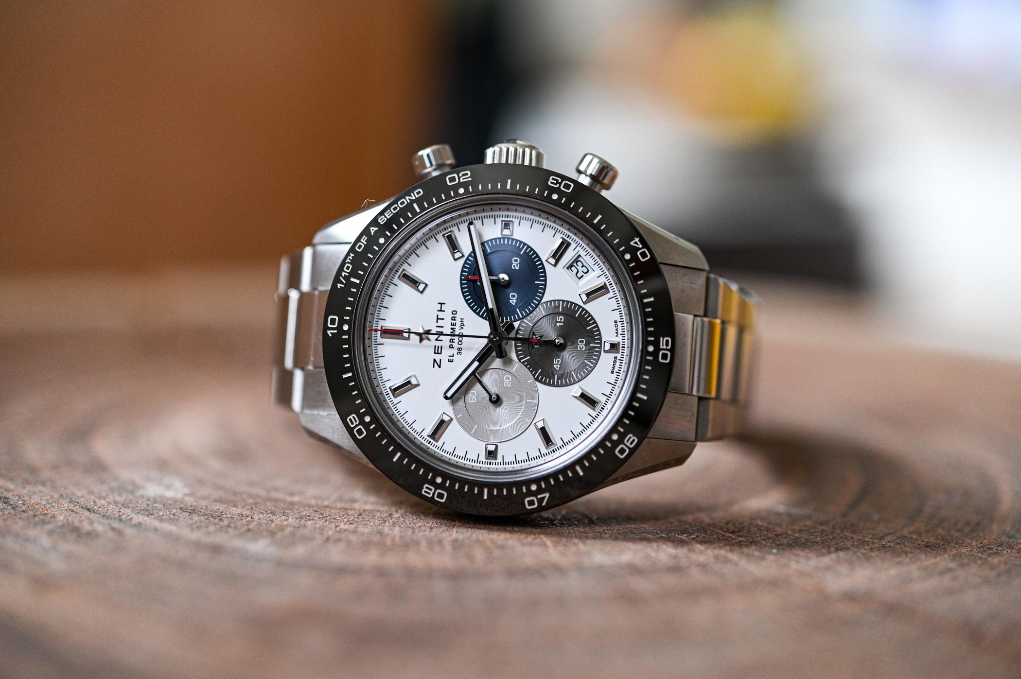 Zenith Chronomaster Sport with black ceramic bezel and tricolor subdials