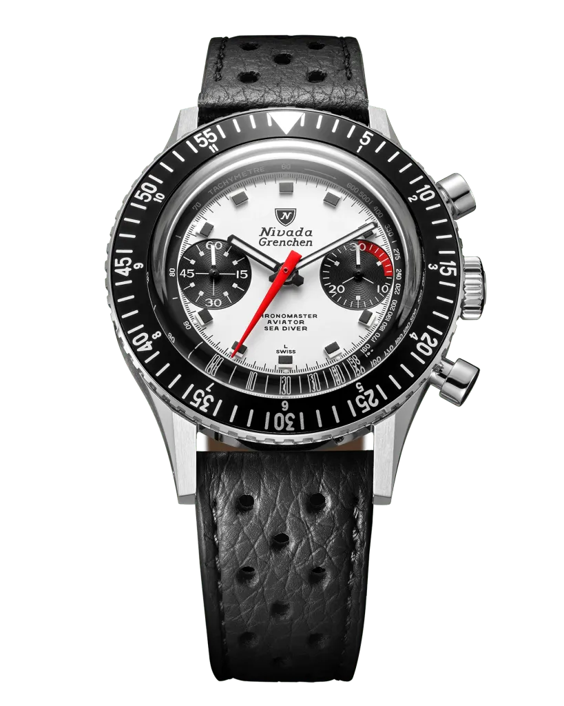 Nivada Grenchen Chronomaster Panda White with black sub-dials Dial